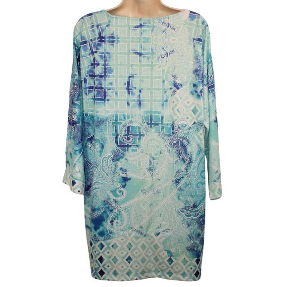 Chico's Zenergy Women's Cold Shoulder‎ Long Sleeve Summer Top Blue Size 3 - Picture 3 of 14